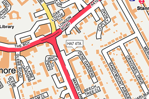 HA7 4TA map - OS OpenMap – Local (Ordnance Survey)