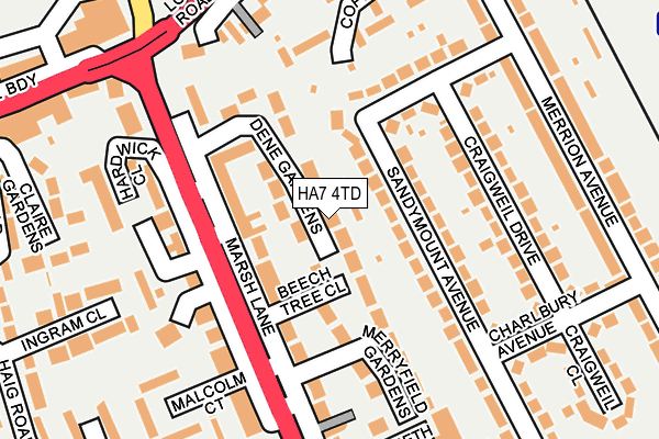 HA7 4TD map - OS OpenMap – Local (Ordnance Survey)