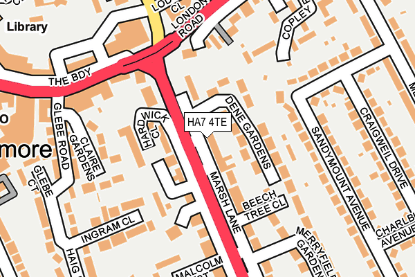 HA7 4TE map - OS OpenMap – Local (Ordnance Survey)