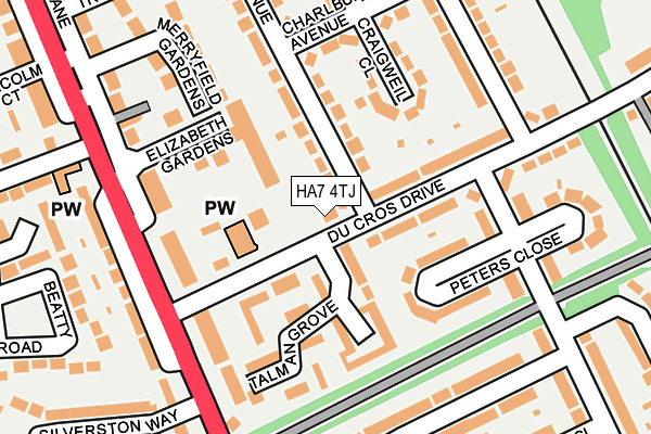 HA7 4TJ map - OS OpenMap – Local (Ordnance Survey)