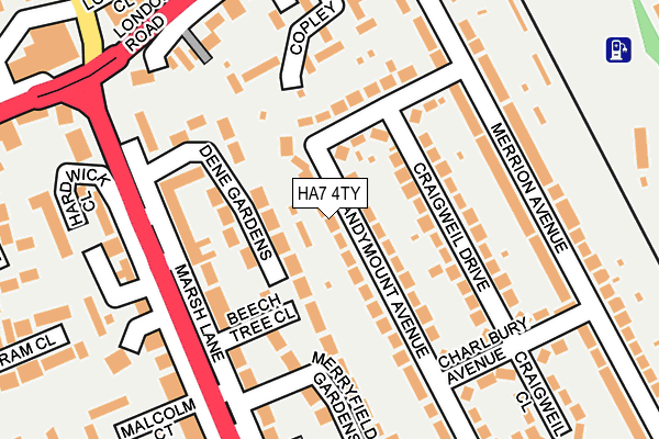 HA7 4TY map - OS OpenMap – Local (Ordnance Survey)