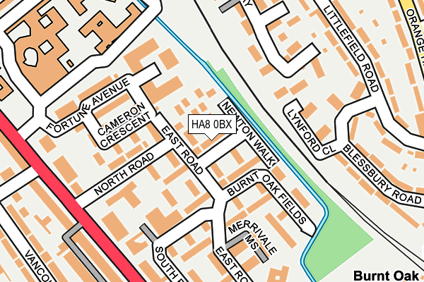 HA8 0BX map - OS OpenMap – Local (Ordnance Survey)