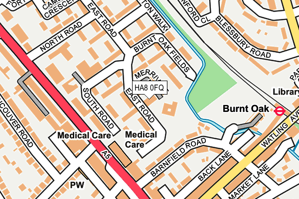 HA8 0FQ map - OS OpenMap – Local (Ordnance Survey)