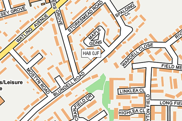 HA8 0JF map - OS OpenMap – Local (Ordnance Survey)