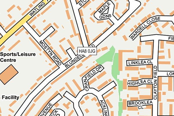 HA8 0JG map - OS OpenMap – Local (Ordnance Survey)