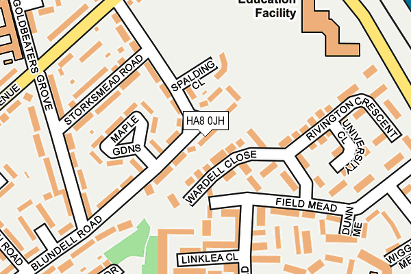 HA8 0JH map - OS OpenMap – Local (Ordnance Survey)