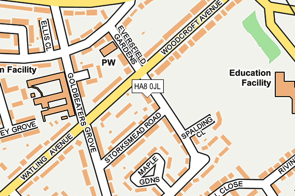 HA8 0JL map - OS OpenMap – Local (Ordnance Survey)