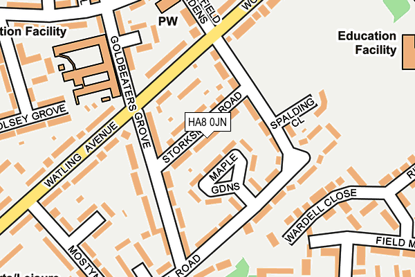 HA8 0JN map - OS OpenMap – Local (Ordnance Survey)