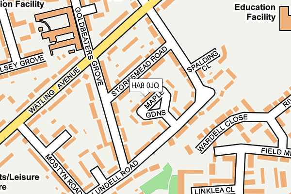 HA8 0JQ map - OS OpenMap – Local (Ordnance Survey)