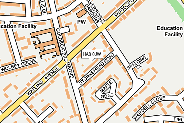 HA8 0JW map - OS OpenMap – Local (Ordnance Survey)