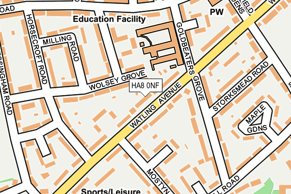 HA8 0NF map - OS OpenMap – Local (Ordnance Survey)