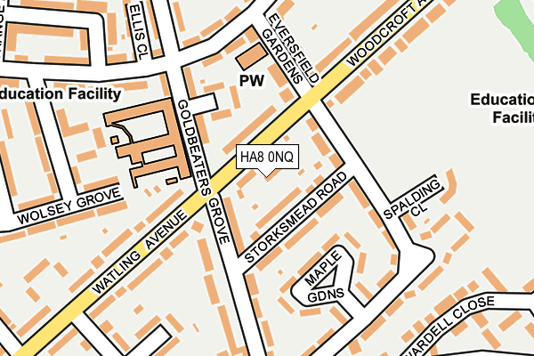 HA8 0NQ map - OS OpenMap – Local (Ordnance Survey)