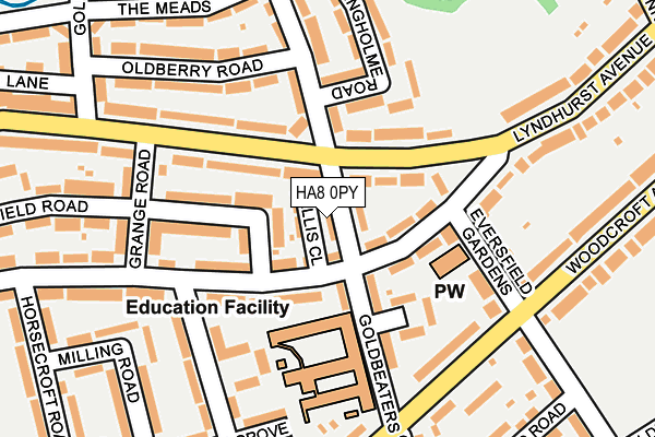 HA8 0PY map - OS OpenMap – Local (Ordnance Survey)