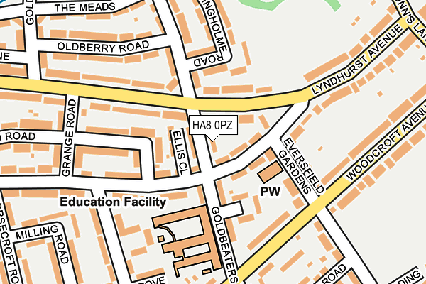 HA8 0PZ map - OS OpenMap – Local (Ordnance Survey)