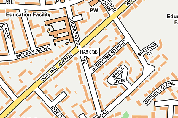 HA8 0QB map - OS OpenMap – Local (Ordnance Survey)