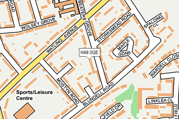 HA8 0QE map - OS OpenMap – Local (Ordnance Survey)