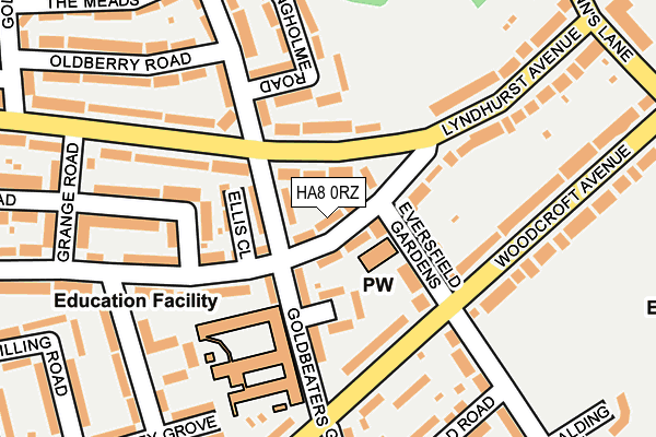 HA8 0RZ map - OS OpenMap – Local (Ordnance Survey)