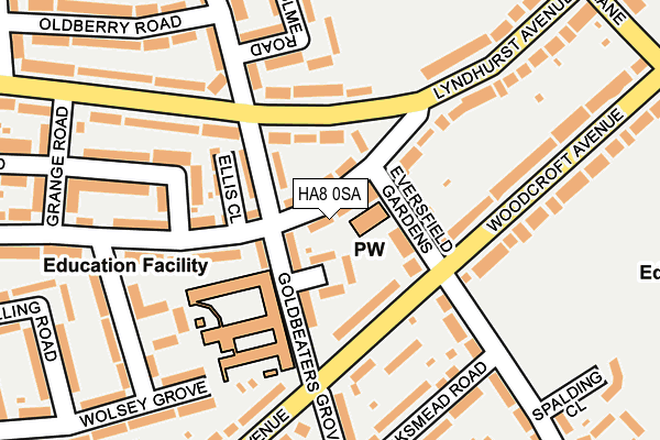 HA8 0SA map - OS OpenMap – Local (Ordnance Survey)