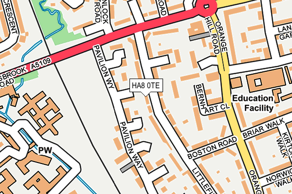 HA8 0TE map - OS OpenMap – Local (Ordnance Survey)
