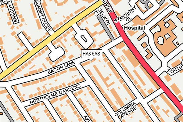 HA8 5AS map - OS OpenMap – Local (Ordnance Survey)