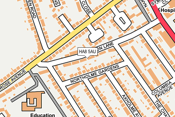 HA8 5AU map - OS OpenMap – Local (Ordnance Survey)