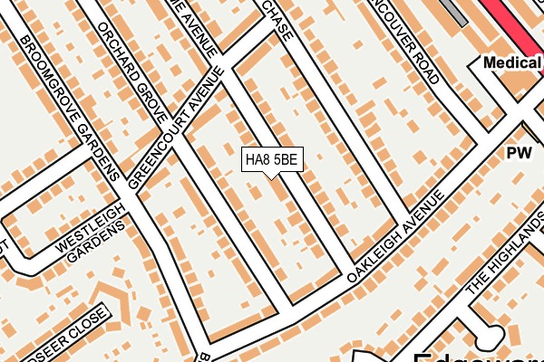 HA8 5BE map - OS OpenMap – Local (Ordnance Survey)
