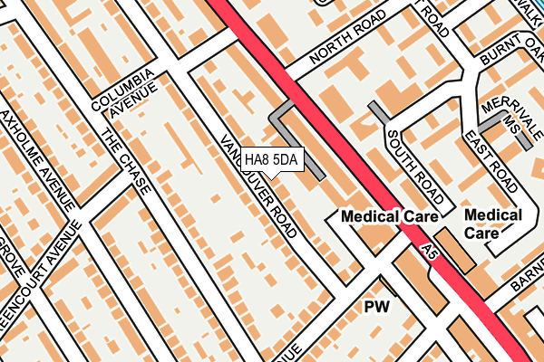 HA8 5DA map - OS OpenMap – Local (Ordnance Survey)