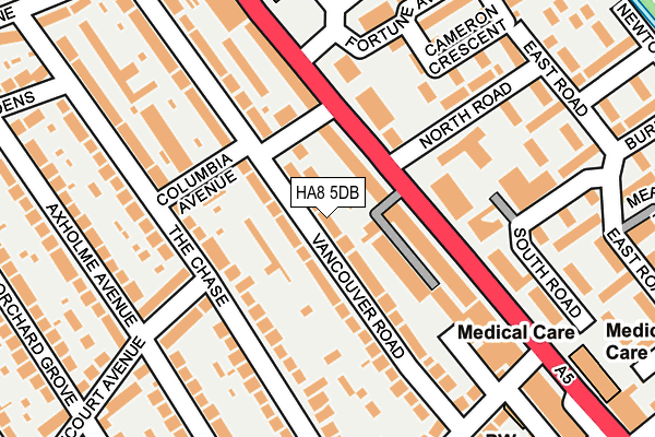 HA8 5DB map - OS OpenMap – Local (Ordnance Survey)