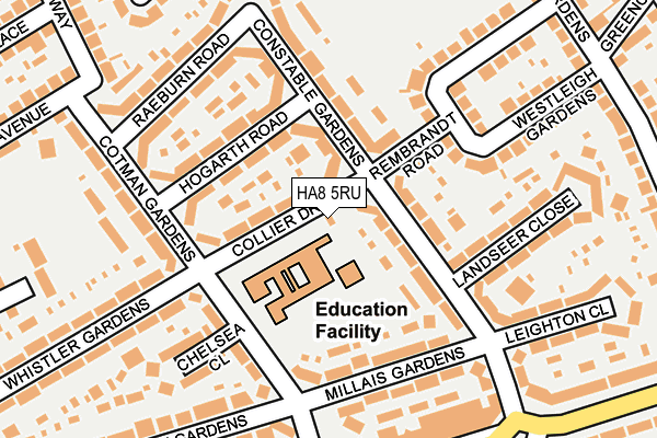 HA8 5RU map - OS OpenMap – Local (Ordnance Survey)