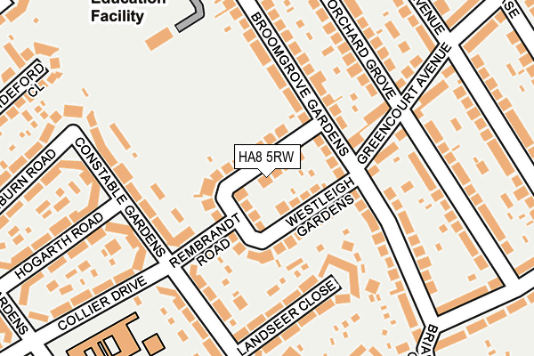 HA8 5RW map - OS OpenMap – Local (Ordnance Survey)