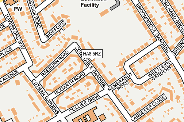 HA8 5RZ map - OS OpenMap – Local (Ordnance Survey)