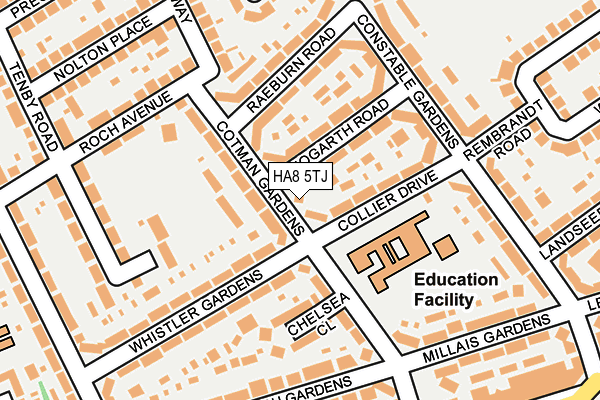 HA8 5TJ map - OS OpenMap – Local (Ordnance Survey)