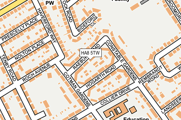 HA8 5TW map - OS OpenMap – Local (Ordnance Survey)