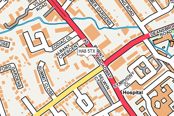 HA8 5TX map - OS OpenMap – Local (Ordnance Survey)