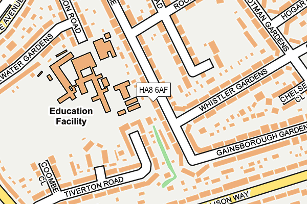 HA8 6AF map - OS OpenMap – Local (Ordnance Survey)