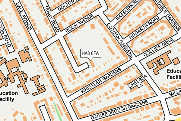 HA8 6FA map - OS OpenMap – Local (Ordnance Survey)