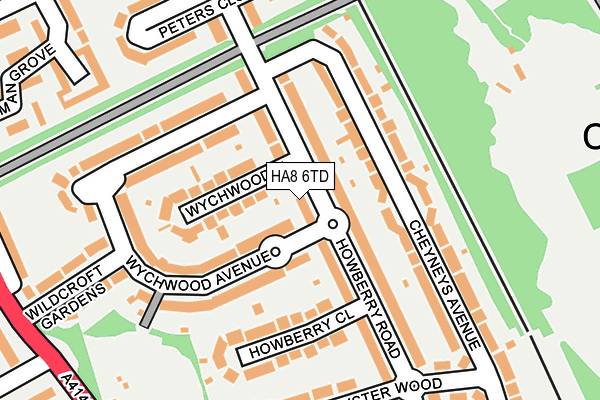 HA8 6TD map - OS OpenMap – Local (Ordnance Survey)