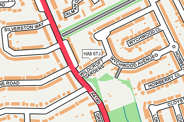 HA8 6TJ map - OS OpenMap – Local (Ordnance Survey)