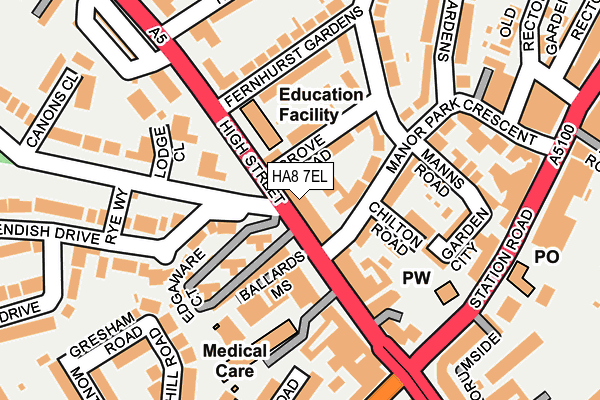 HA8 7EL map - OS OpenMap – Local (Ordnance Survey)