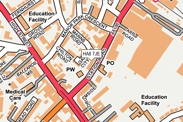 HA8 7JE map - OS OpenMap – Local (Ordnance Survey)