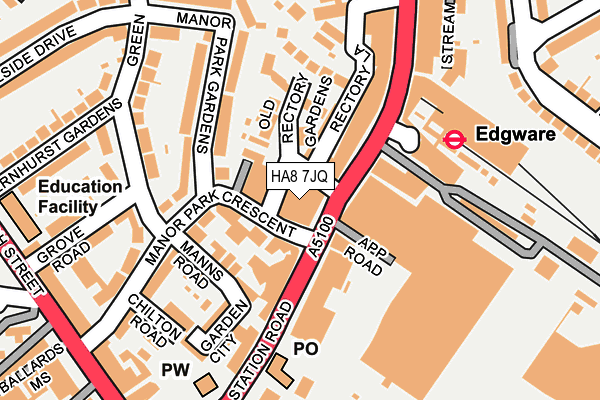 HA8 7JQ map - OS OpenMap – Local (Ordnance Survey)