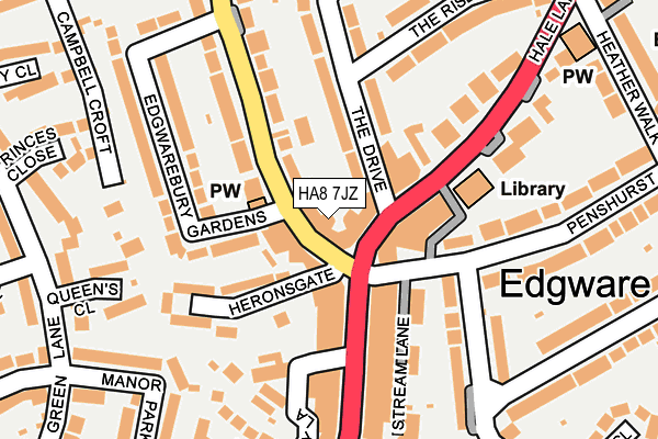 HA8 7JZ map - OS OpenMap – Local (Ordnance Survey)
