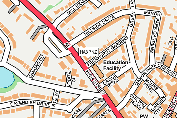 HA8 7NZ map - OS OpenMap – Local (Ordnance Survey)