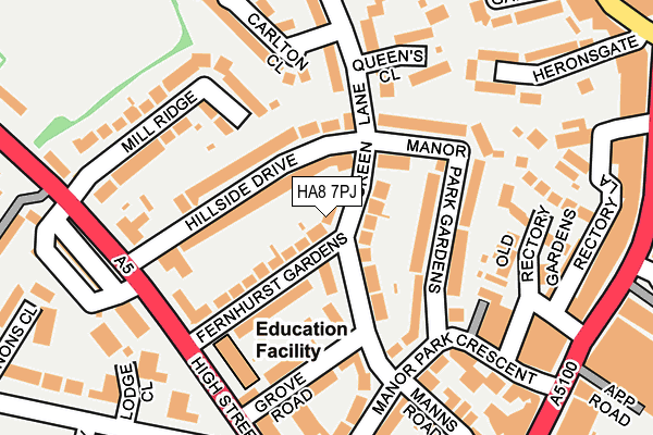 HA8 7PJ map - OS OpenMap – Local (Ordnance Survey)