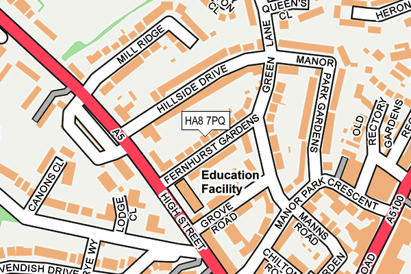 HA8 7PQ map - OS OpenMap – Local (Ordnance Survey)