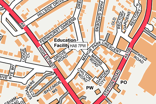 HA8 7PW map - OS OpenMap – Local (Ordnance Survey)