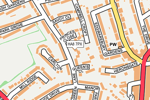 HA8 7PX map - OS OpenMap – Local (Ordnance Survey)