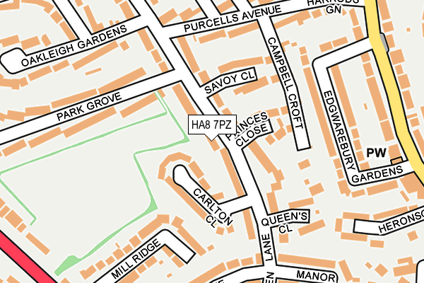 HA8 7PZ map - OS OpenMap – Local (Ordnance Survey)