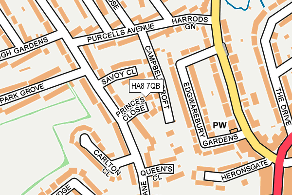 HA8 7QB map - OS OpenMap – Local (Ordnance Survey)