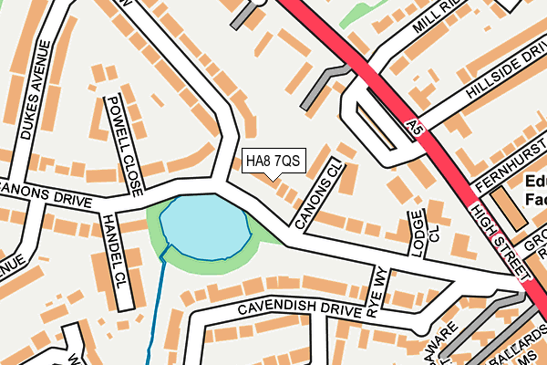 HA8 7QS map - OS OpenMap – Local (Ordnance Survey)